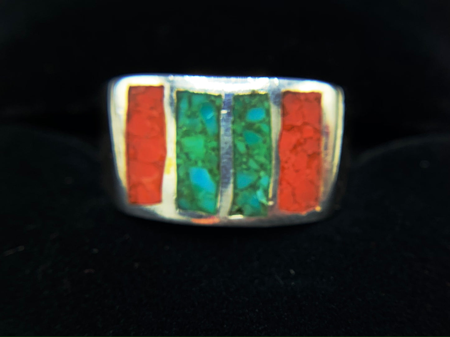 Sterling Silver Dome Ring with Colored Stones