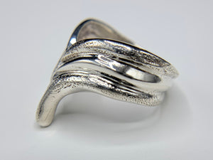 Sterling Silver Layered V Free Form Ring