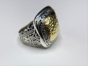 Sterling Silver and Yellow Gold Two Tone Dome Ring