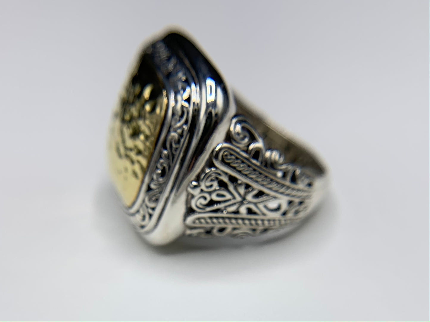Sterling Silver and Yellow Gold Two Tone Dome Ring