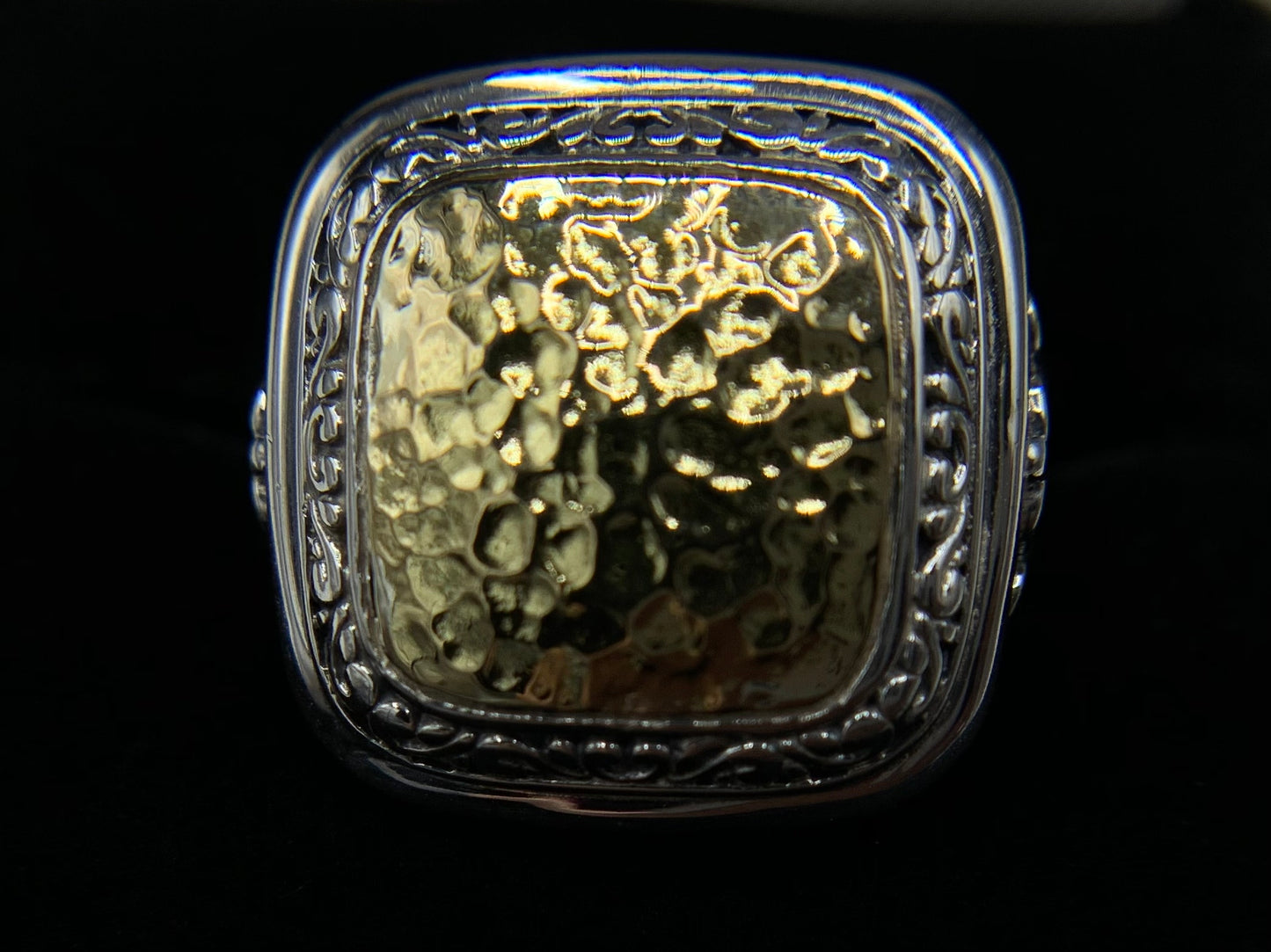 Sterling Silver and Yellow Gold Two Tone Dome Ring