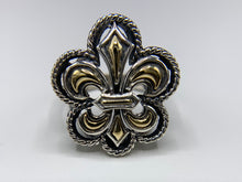 Load image into Gallery viewer, Sterling Silver and Yellow Gold Fleur-de-lis Ring
