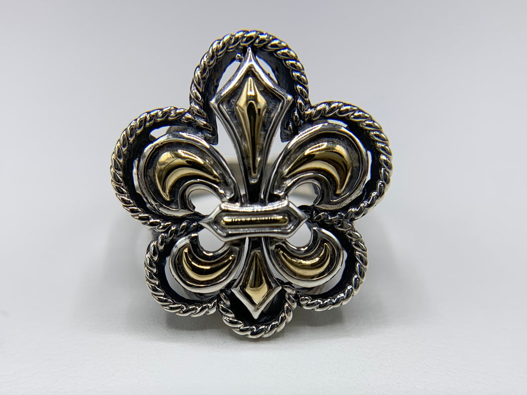 Sterling Silver and Yellow Gold Fleur-de-lis Ring