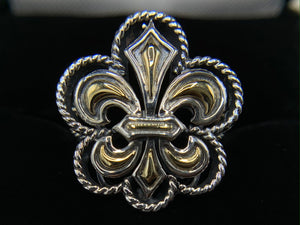 Sterling Silver and Yellow Gold Fleur-de-lis Ring