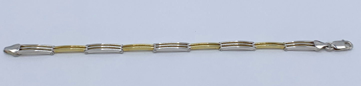 Sterling Silver and Gold Plated Two Tone Bracelet