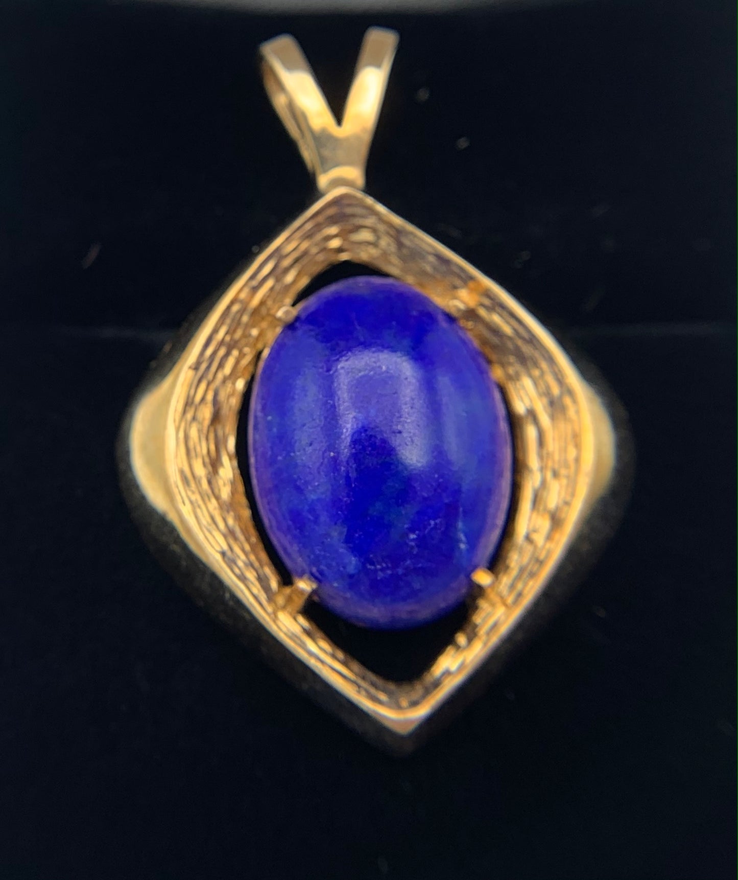 14K Gold Pendant with Lapis Stone