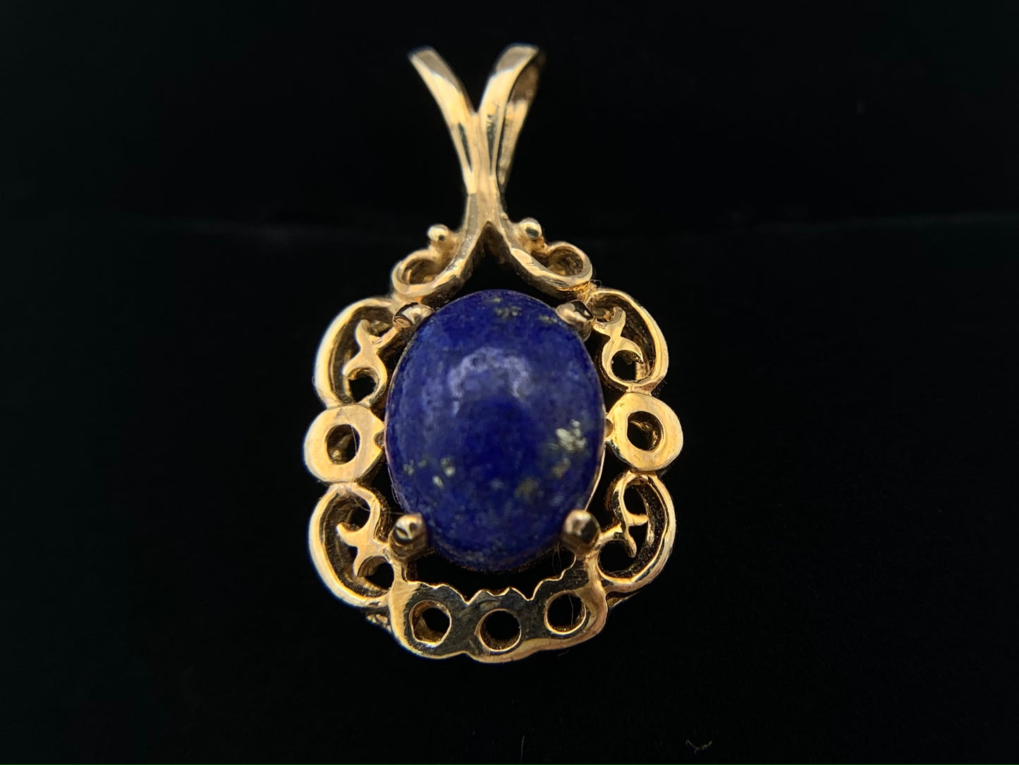 14K Gold Lapis Stone Pendant