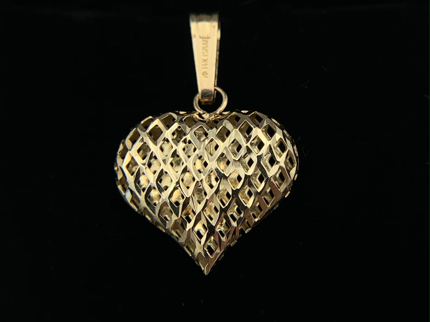 14K Yellow Gold Heart Necklace Pendant