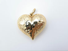 Load image into Gallery viewer, 14K Yellow Gold Puffed Hammered Heart Necklace Pendant
