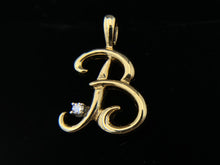 Load image into Gallery viewer, 14K Yellow Gold Letter B Diamond Necklace Pendant
