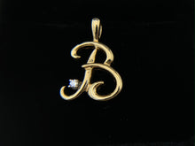 Load image into Gallery viewer, 14K Yellow Gold Letter B Diamond Necklace Pendant
