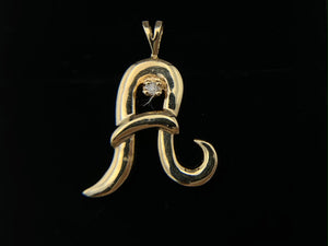14K Yellow Gold Letter A Diamond Necklace Pendant