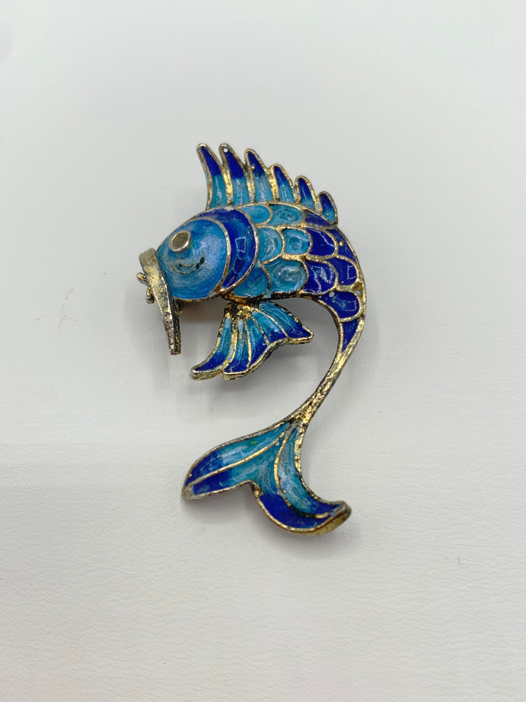 Sterling Silver Enameled Fish Pin