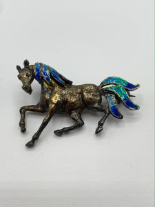 Sterling Silver Enameled Horse Pin