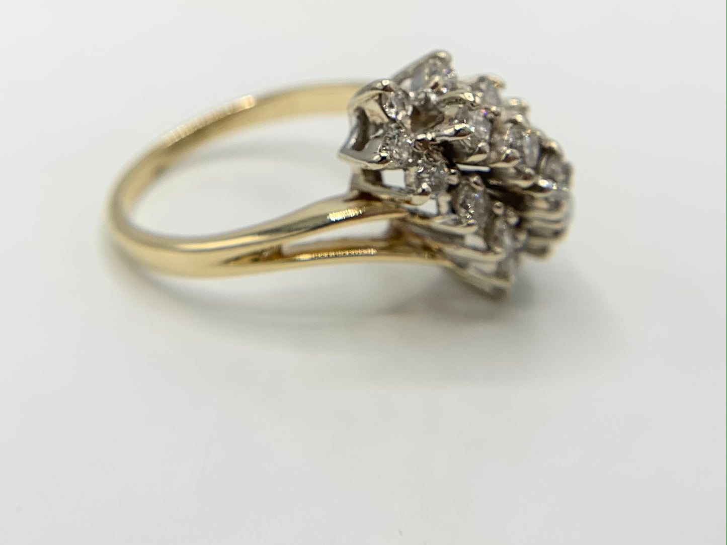 14K Yellow Gold 1 Carat Diamond Waterfall Ring