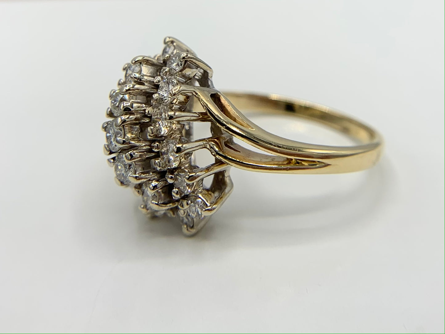 14K Yellow Gold 1 Carat Diamond Waterfall Ring