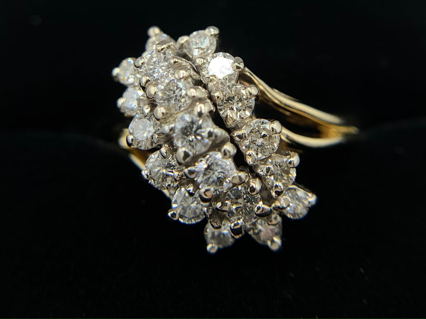 14K Yellow Gold 1 Carat Diamond Waterfall Ring