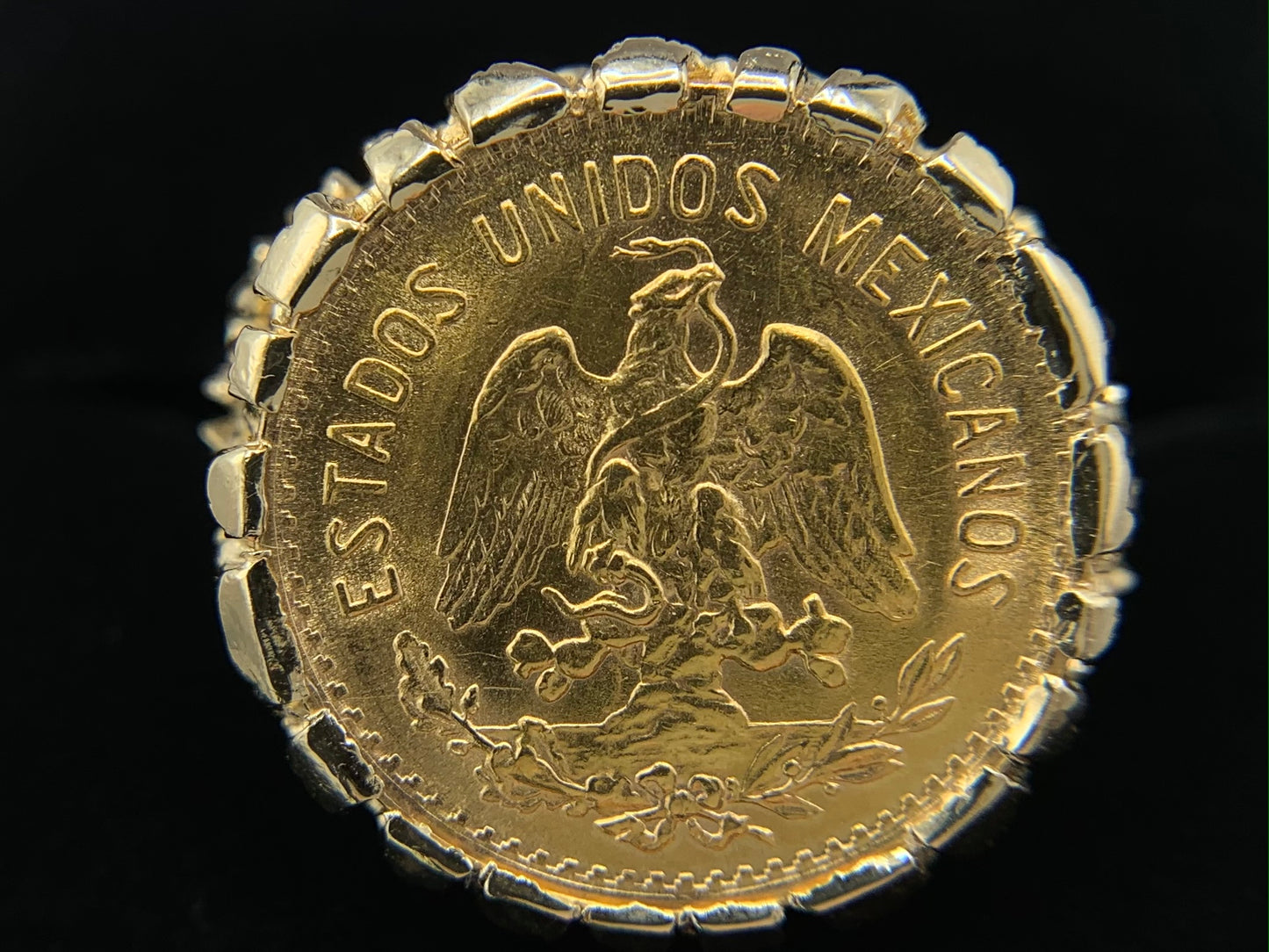 5 Peso Mexican Gold Coin Ring 14K Yellow Gold