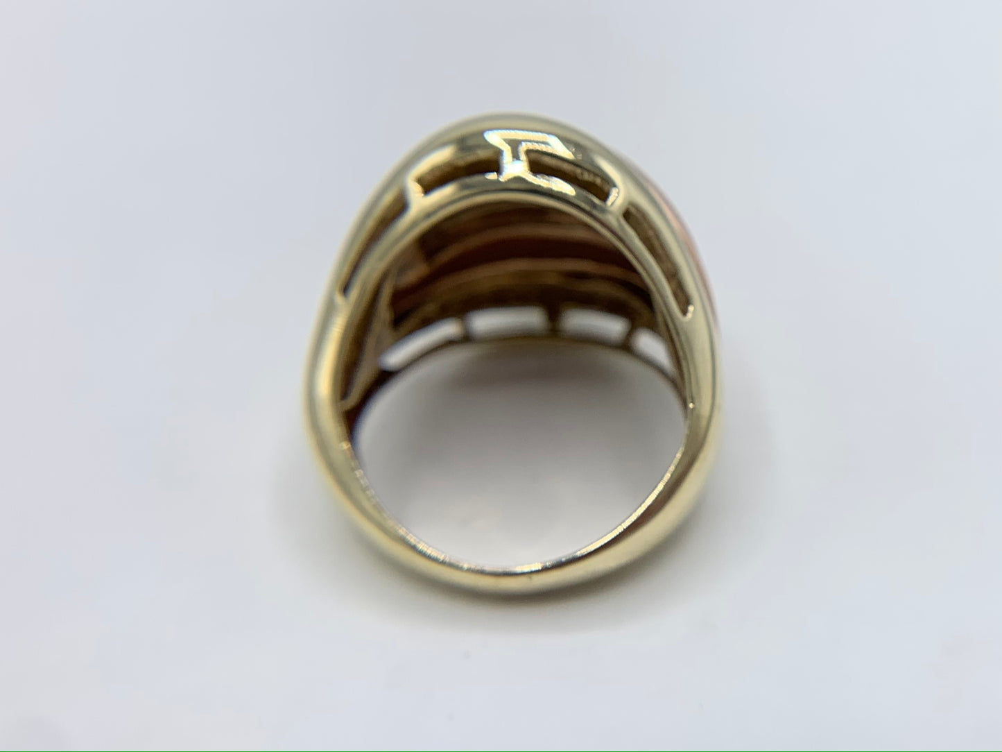 14K Yellow, White, and Rose Gold Italian Dome Ring