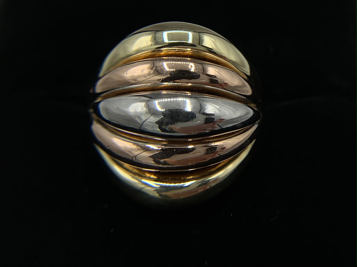 14K Yellow, White, and Rose Gold Italian Dome Ring
