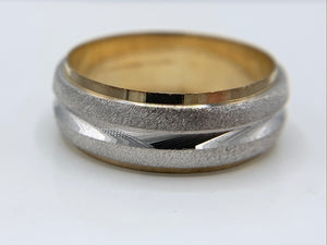 14K Yellow and White Gold Men's Two Tone Wedding Band
