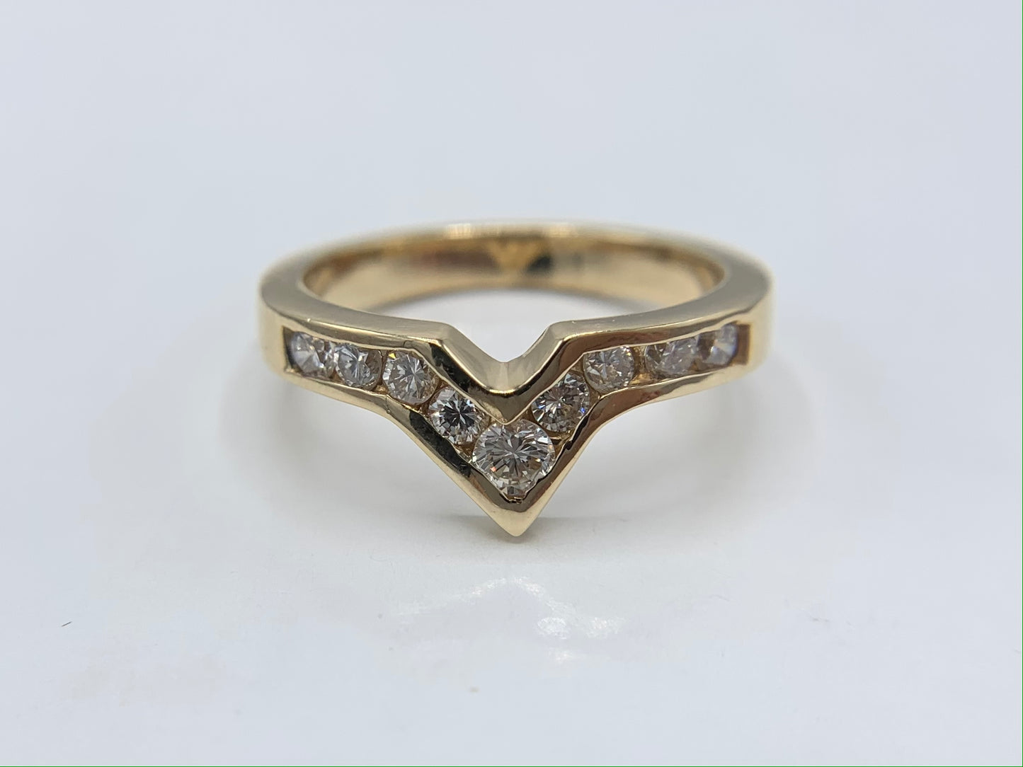 14K Yellow Gold Diamond Flying V Ring