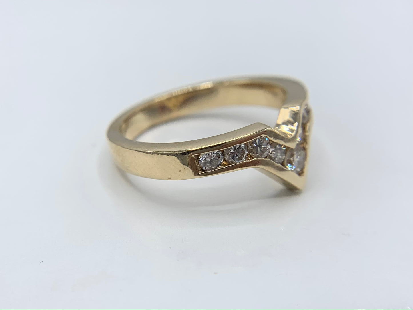 14K Yellow Gold Diamond Flying V Ring