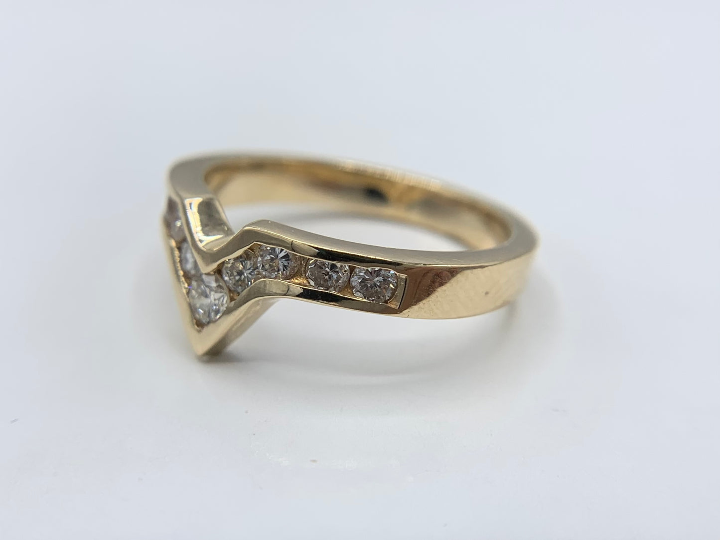 14K Yellow Gold Diamond Flying V Ring