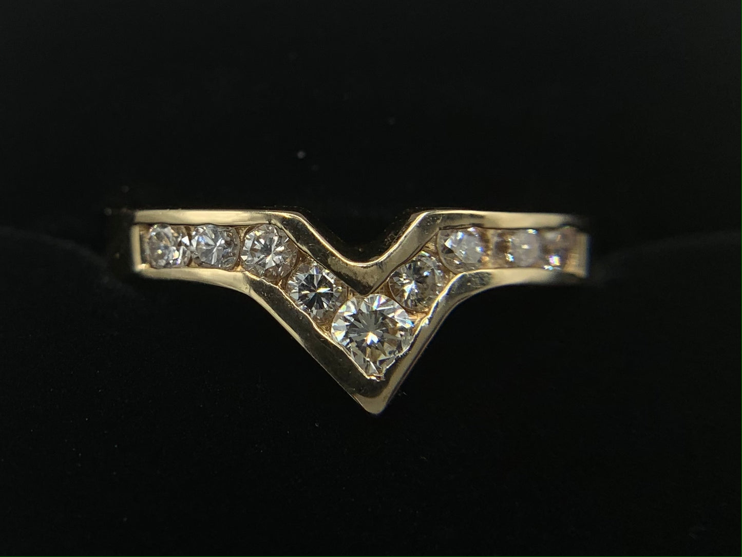 14K Yellow Gold Diamond Flying V Ring