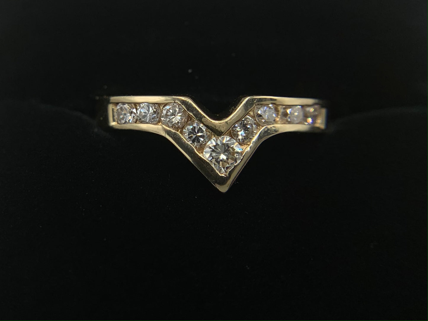 14K Yellow Gold Diamond Flying V Ring
