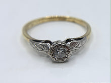 Load image into Gallery viewer, 18K Yellow Gold and Platinum Top Antique Wedding Ring with 20 pt Diamond
