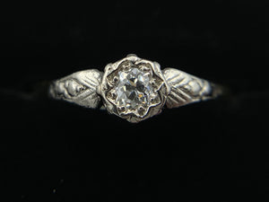 18K Yellow Gold and Platinum Top Antique Wedding Ring with 20 pt Diamond