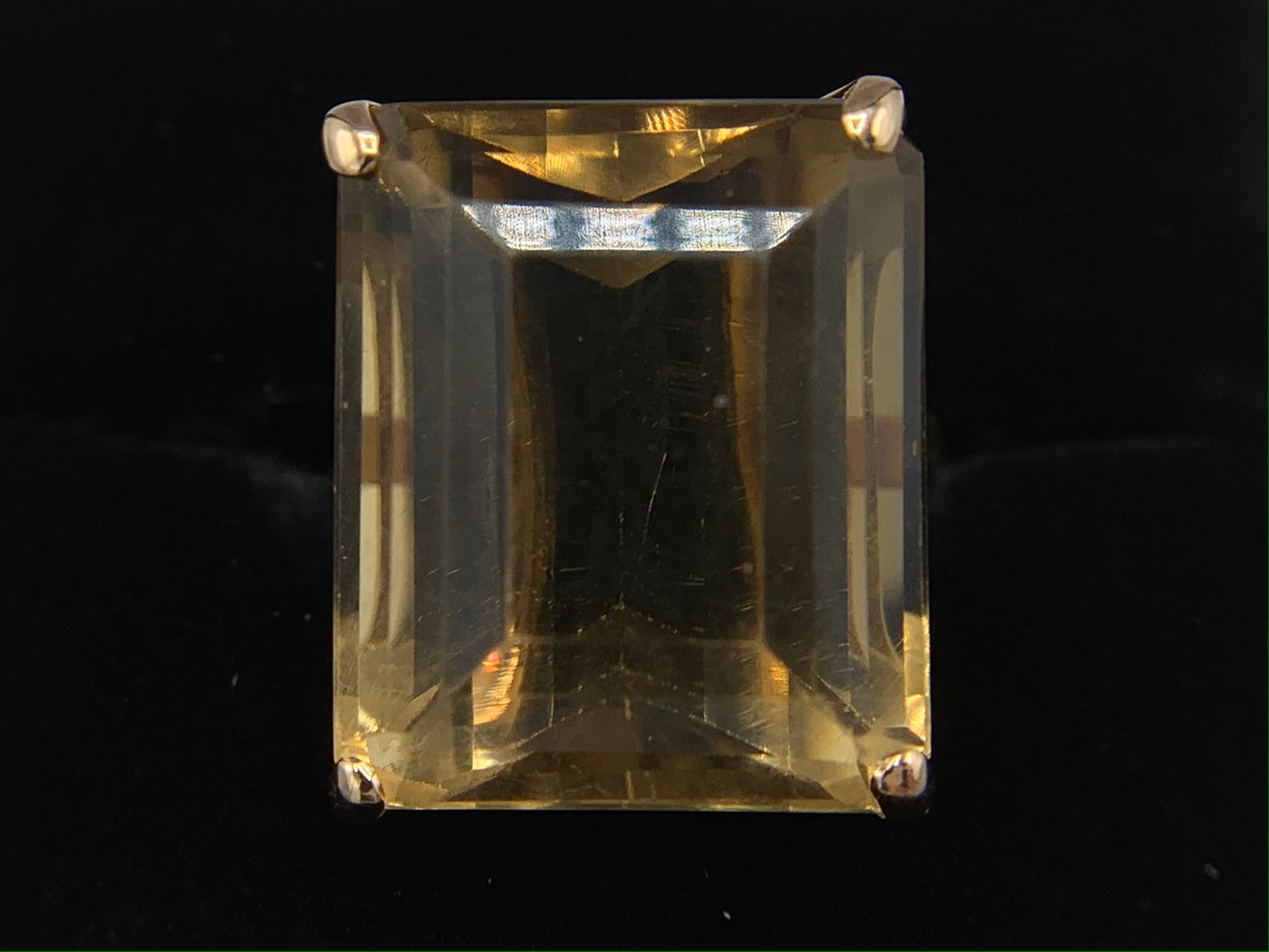 10K Yellow Gold Rectangle Smoky Topaz Ring