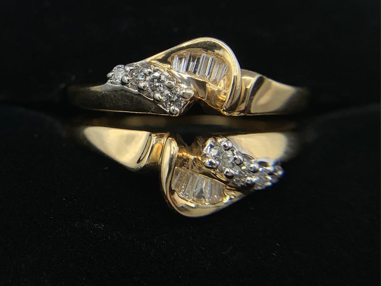 14K Yellow Gold Solitaire Ring Guard with Diamonds