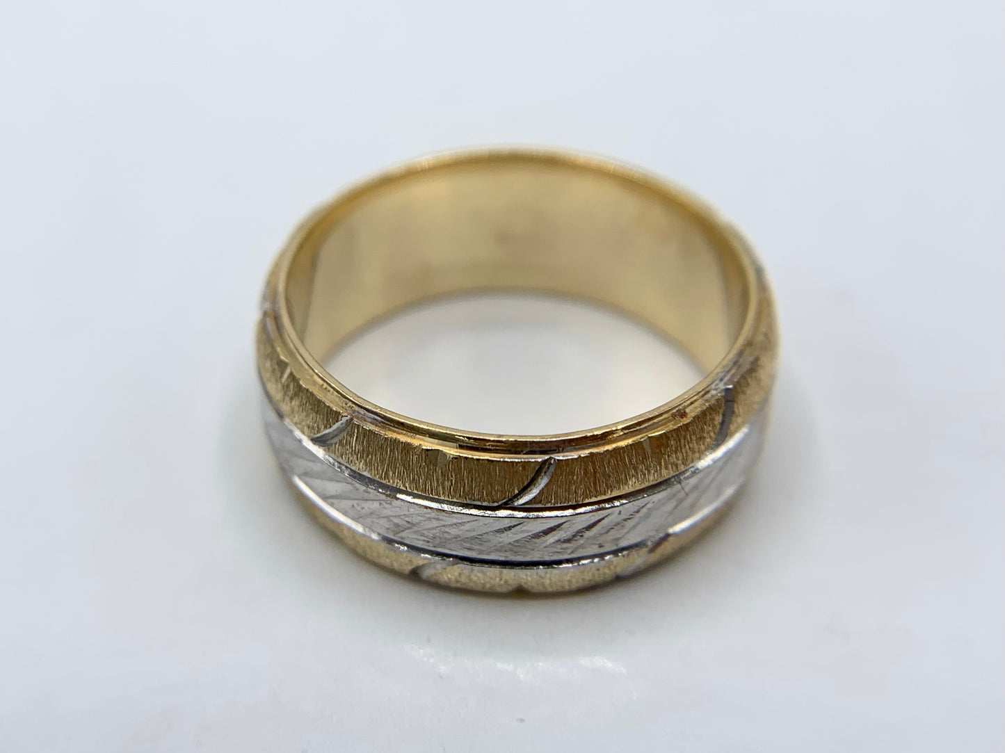 14K Yellow Gold Two Tone Men's Wedding Band