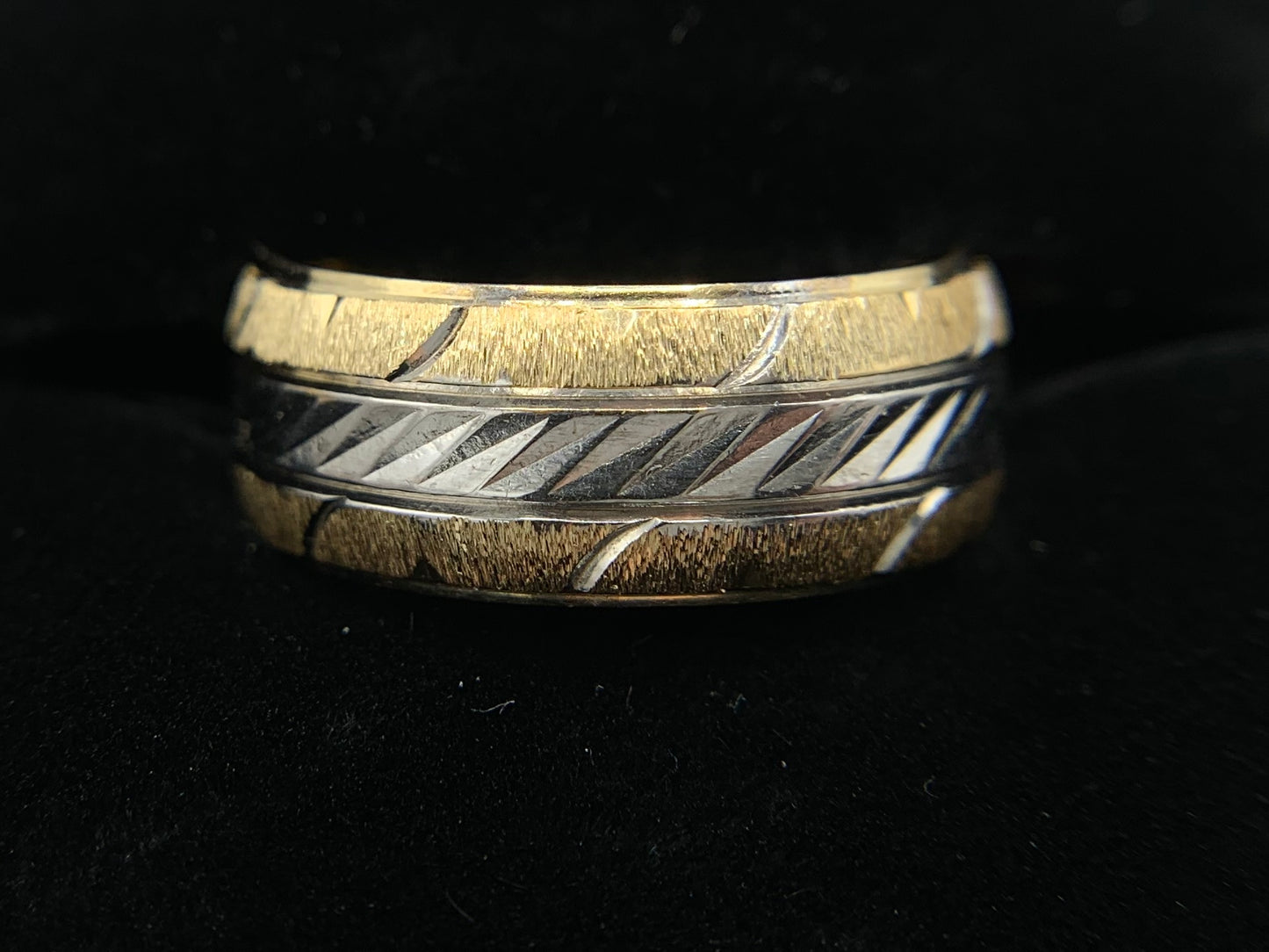 14K Yellow Gold Two Tone Men's Wedding Band
