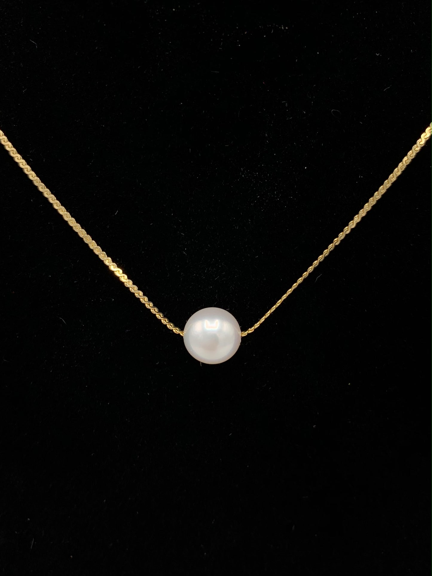 Floating Fresh Water Pearl "S" Chain Necklace