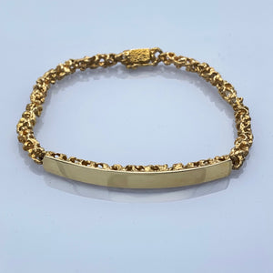 14K Yellow Gold Nugget Style ID Bracelet