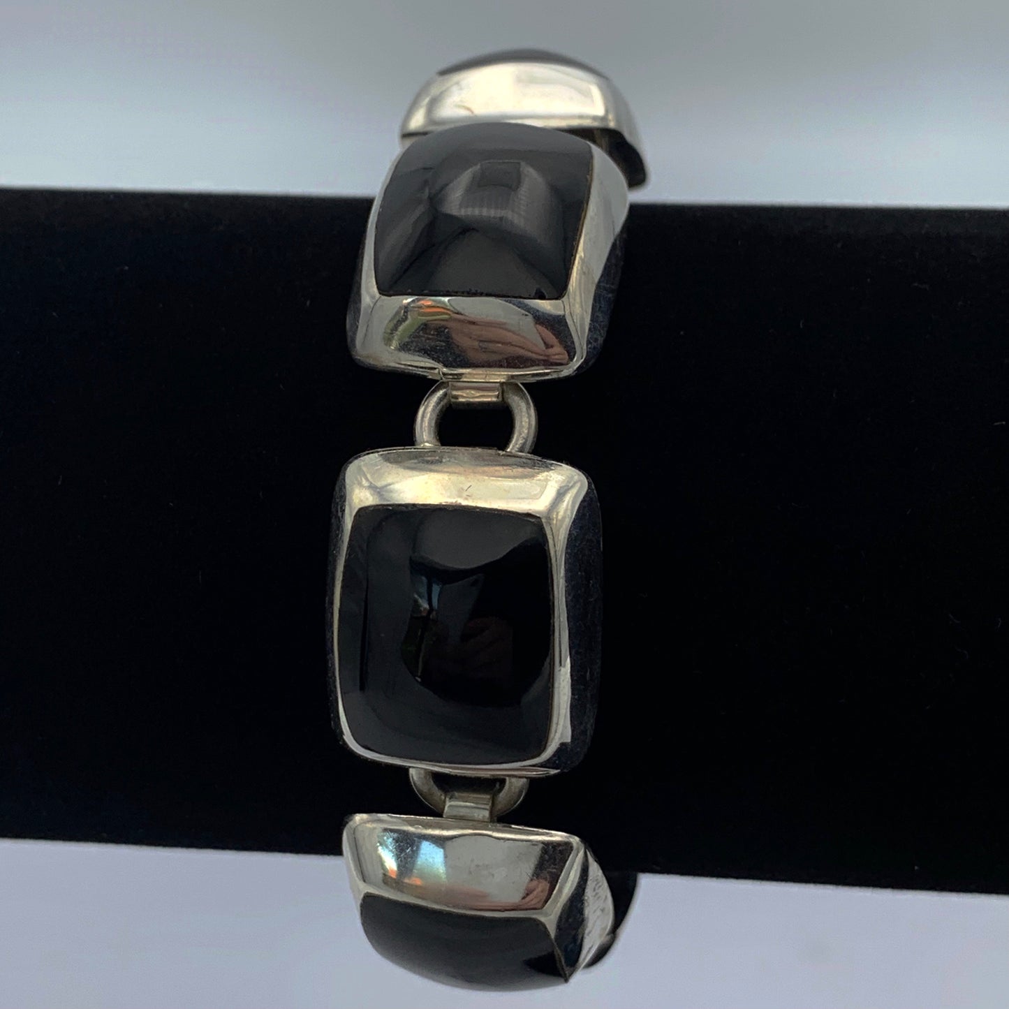 Sterling Silver Black Enamel Bracelet
