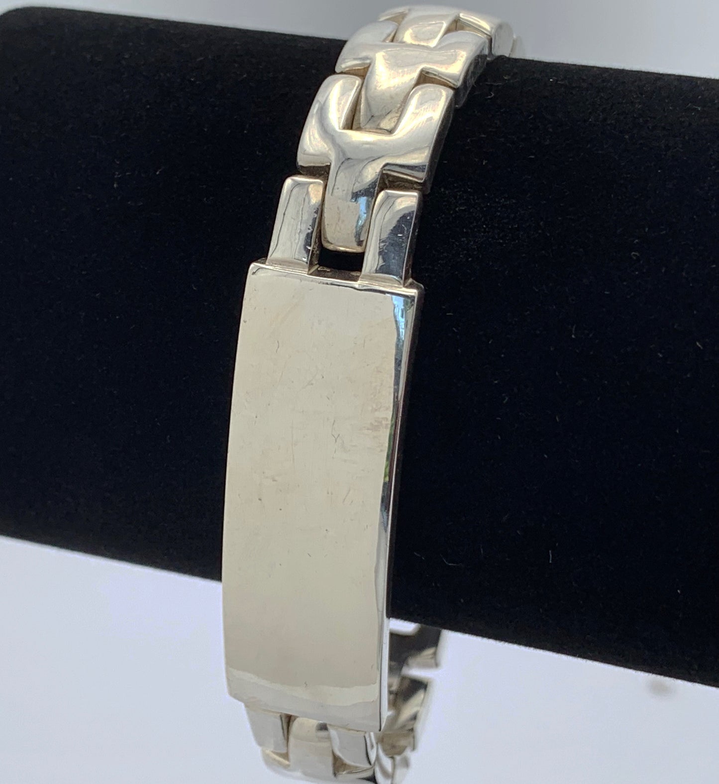 Sterling Silver Chain Link Style ID Bracelet with Bypass Catch
