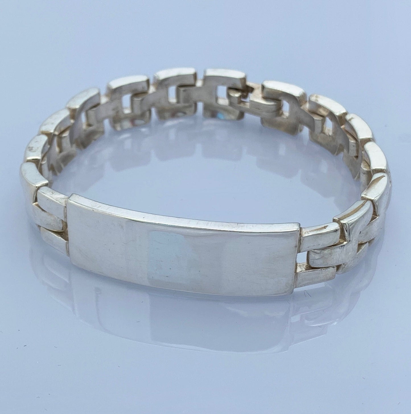 Sterling Silver Chain Link Style ID Bracelet with Bypass Catch