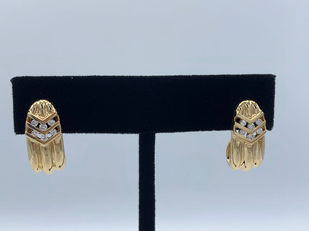 14K Yellow Gold Diamond Cuff Earrings