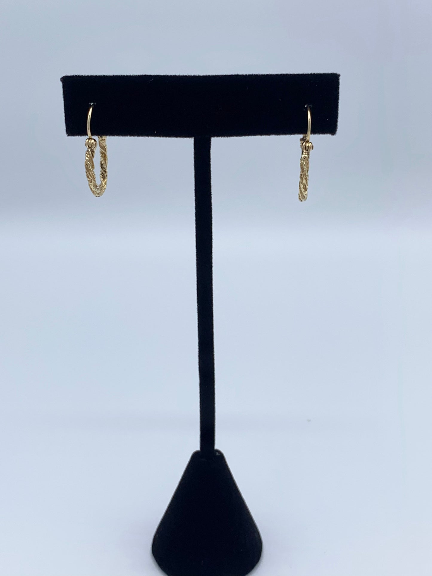 14K Yellow Gold Hoops with Twisted Design