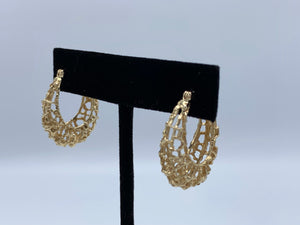 14K Yellow Gold Hoop Free Form Earrings