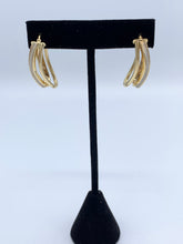 Load image into Gallery viewer, 14K Yellow Gold Dangling Earrings with White Gold Stripes
