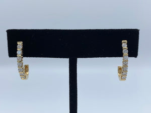 14K Yellow Gold Fish Hook Diamond Earrings
