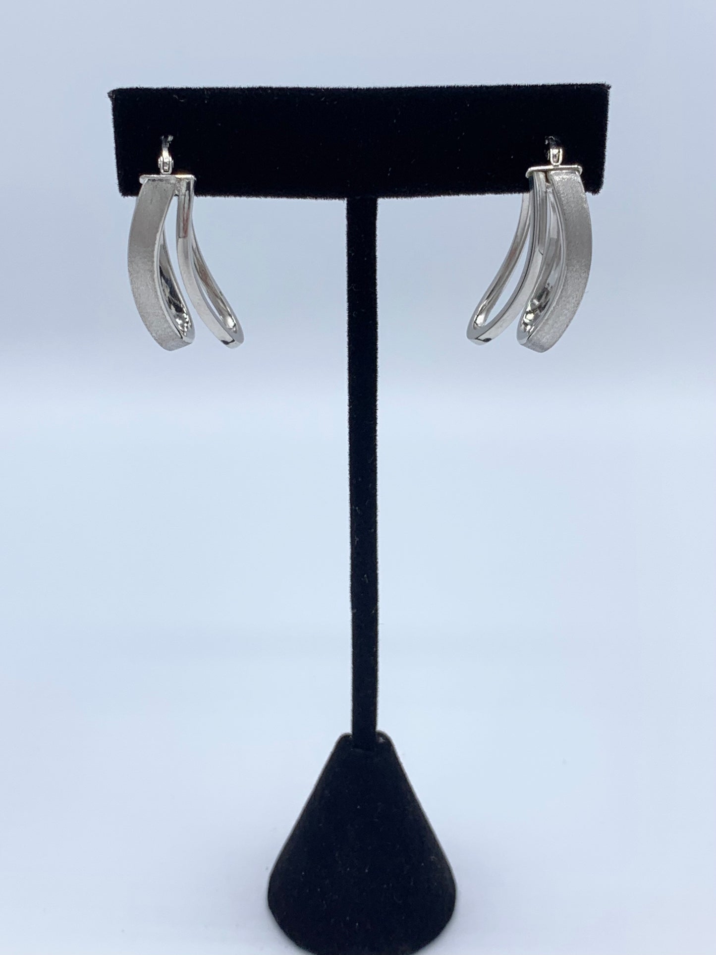 14K White Gold Dangling Hoop Earrings