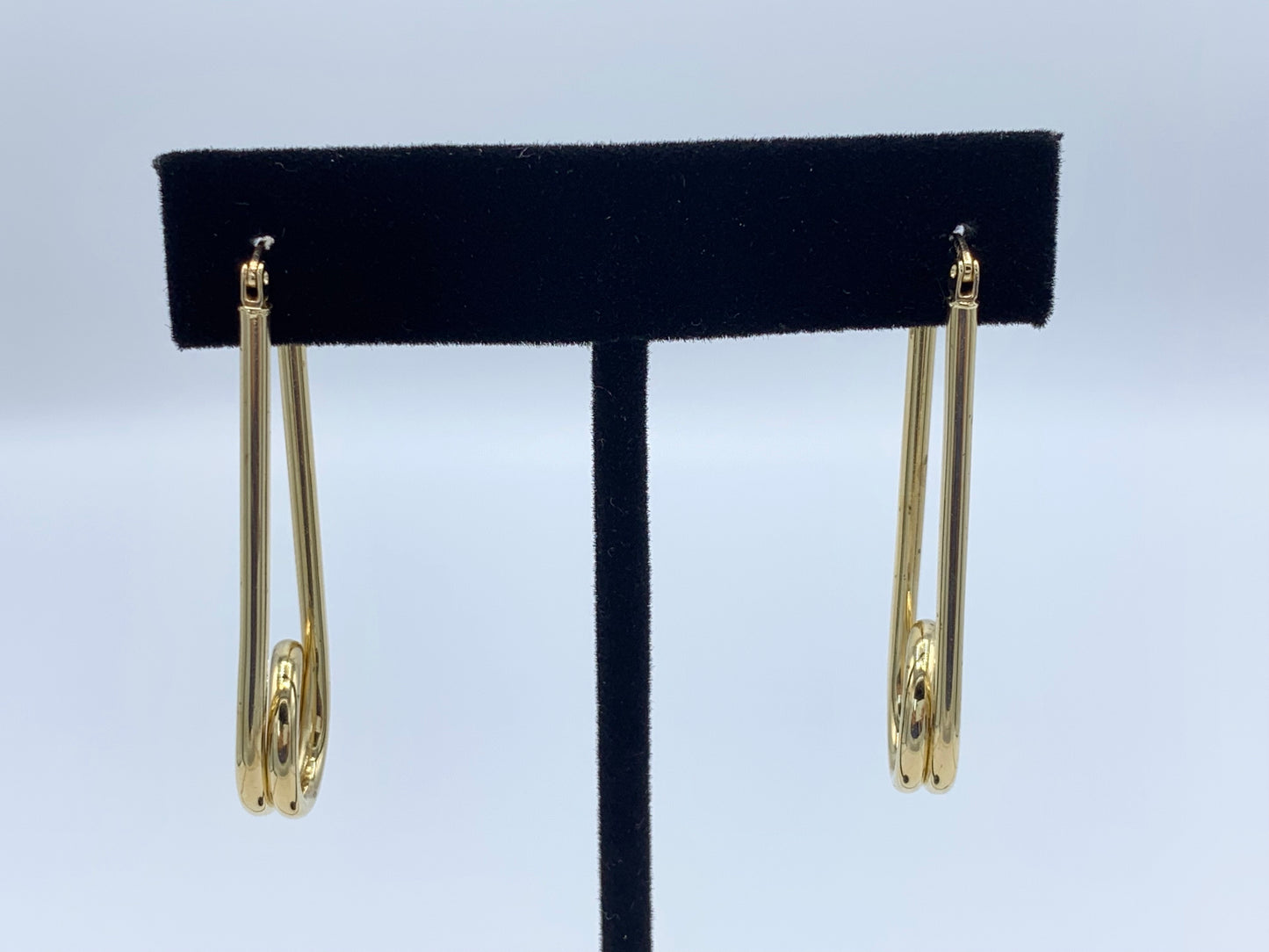 Dangling 14K Yellow Gold Hoop Earrings