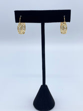 Load image into Gallery viewer, 14K Yellow Gold Hoop Earrings with Diamond and Circle Cut Out Design
