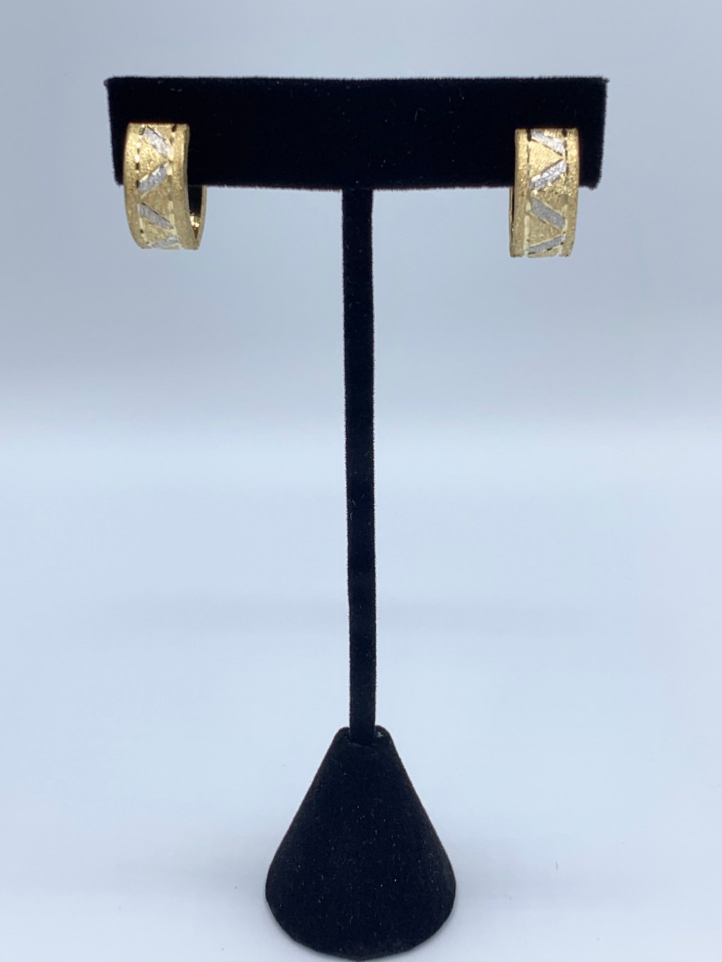 14K Yellow Gold Diamond Punch Huggie Earrings